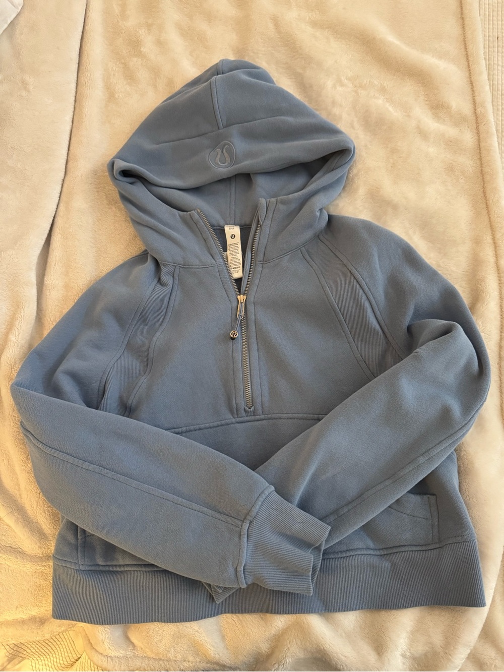 Lululemon Scuba Oversized Half-Zip Cropped Hoodie Blue XS/S EUC